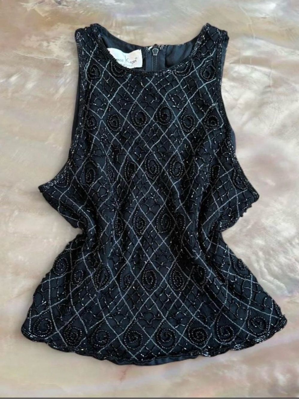 Vintage Laurence Kazar Beaded Silk Tank Top